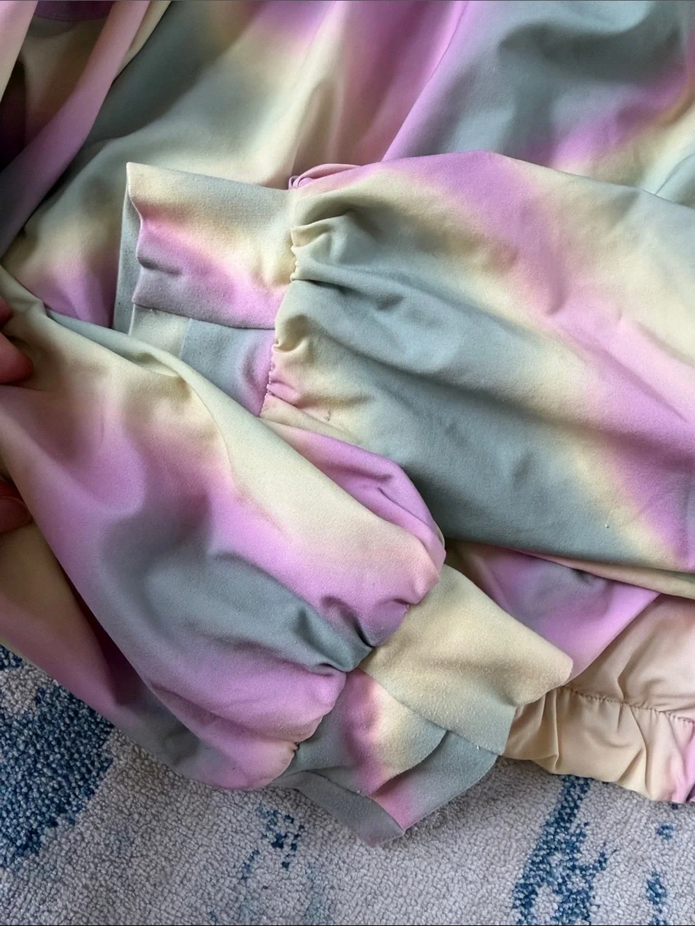 Athleta Girls' Pastel Tie-Dye Jean Jacket in Pink, Yellow & Green